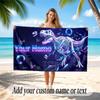 Dinosaur Theme Quick Dry Beach Towel Custom Name Text Print Large Sand Resistant Towel Beach Vacation