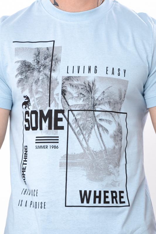 Men's Graphic T-Shirt Featuring Something Somewhere Print, Summer 8061-001-33-2 HC