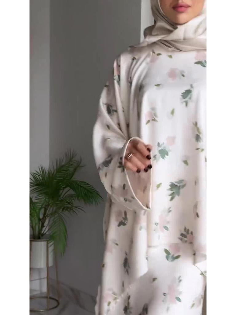 Women's Casual Printed Long Robe Dress Set - European American Spring/Summer 2025 Collection