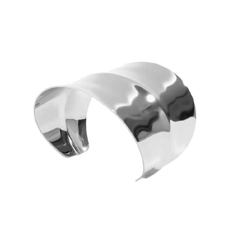 Modern Punk Bracelet Metal Bangles Geometric Arm Bracelet Wide Wrist Jewelry Metal Texture Present for Women and Girls