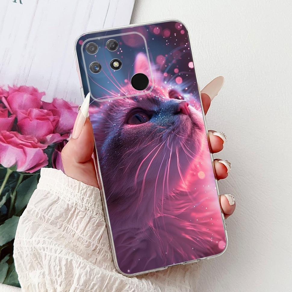 Soft Full RMX3430 Protective Cover For Realme Narzo 50A Casing Cat Pattern For Realme Narzo 50A Narzo50A Silicone Covers Case