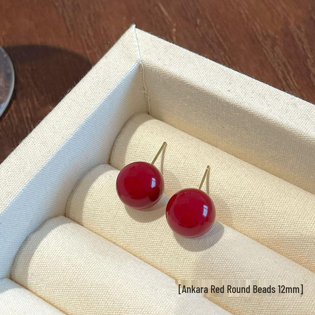 Ankela Rote Perlenstecker - Silberne Nadel, Vielseitiger Stil für Damen, Perfekt für die Neujahrskollektion