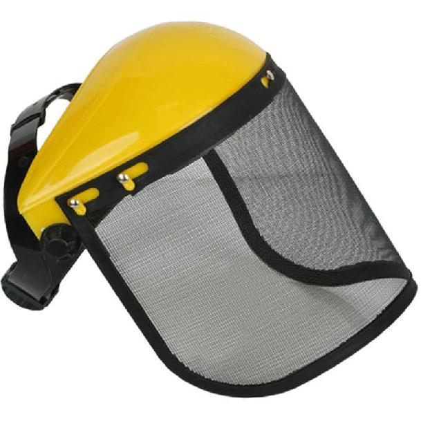 Mesh Safety Helmet, Full Face Safety Helmet Hat with Mesh Visor for Industrial Chainsaw Gardening Logging Brushcutter Forestry Mesh Mower Helmet