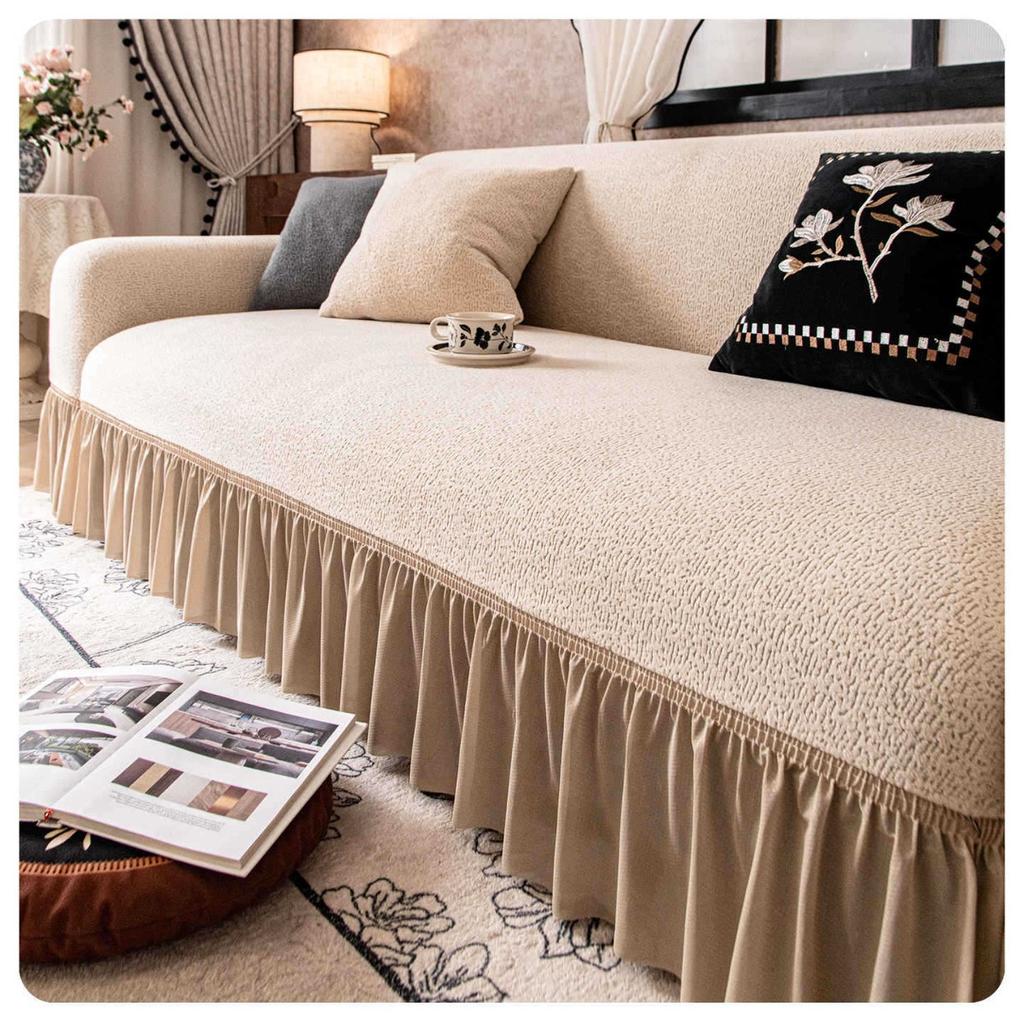 Retro High End Winter Plush Skirt Sofa Cover All Inclusive Universal Cover Anti Cat Scratch Cloth Sofa Cover