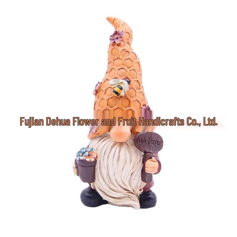 Garden Resin Gnome Decor with Bees and Flowers