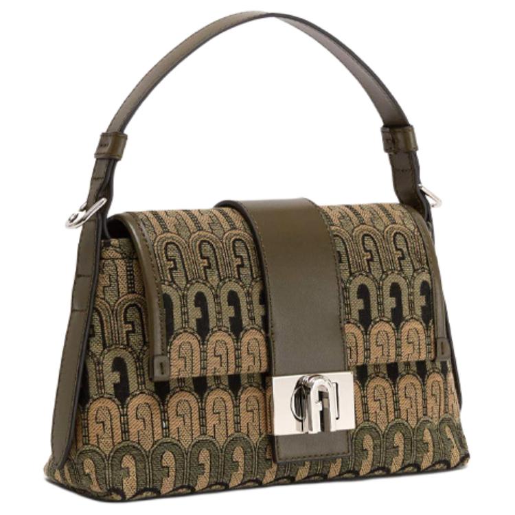 New Furla Charlie Fabric With Calfskin One Shoulder Handbag Trumpets Women's Multicolor WB00550-BX0474-1016S