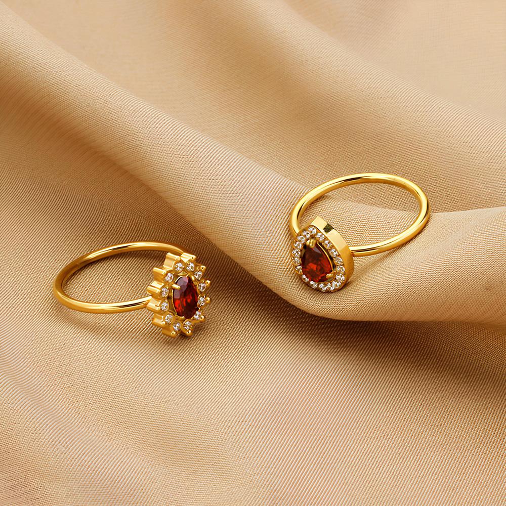 Luxury French Design Heart Rings With AAA+ Cubic Zirconia Elegant 18K Gold Plated Stainless Steel Jewelry Gift Not Fade