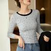 High-Quality Women's Polka Dot Long Sleeve Slimming T-Shirt - Fall 2025 Collection