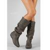 Autumn And Winter New Europe And The United States Fashion Pleated Boots High Round Head Solid Color Martin Boots