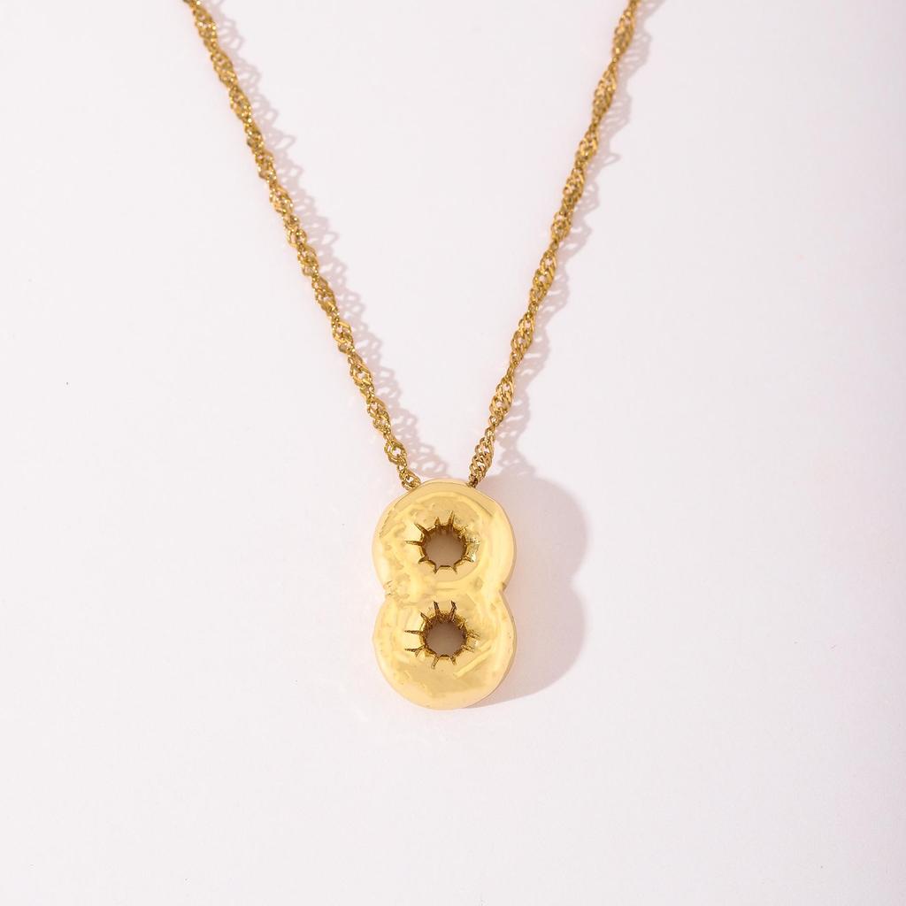 Retro 18k Gold Electroplated Number Pendant Necklace