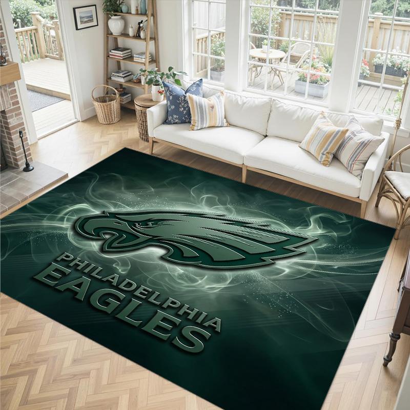 Tappeto in Cristallo Velluto Design Philadelphia Eagles Accogliente Non?Tappeto Stampato Antiscivolo per Camera da Letto Soggiorno Ingresso