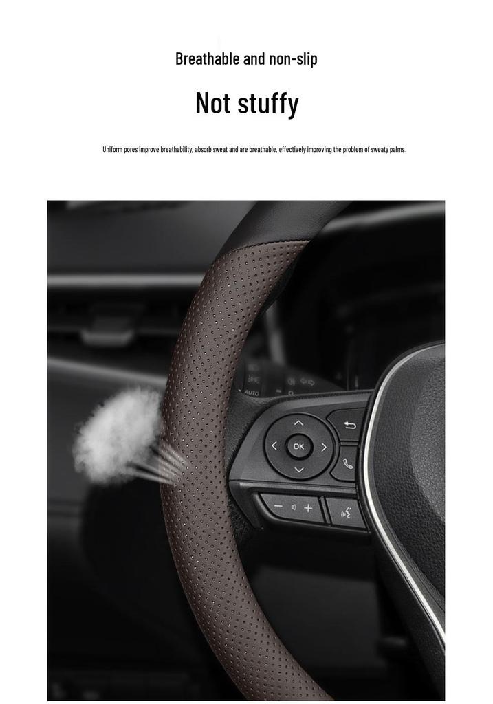 Changan X7/X5PLUS Genuine Leather Steering Wheel Cover - Ultra-Thin, Anti-Slip, Wear-Resistant, Fits 24 Models, All-Season