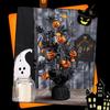 Halloween Artificial Tree Decoration With Pumpkins and Black Maples Leaves for Home Party Desktop Display