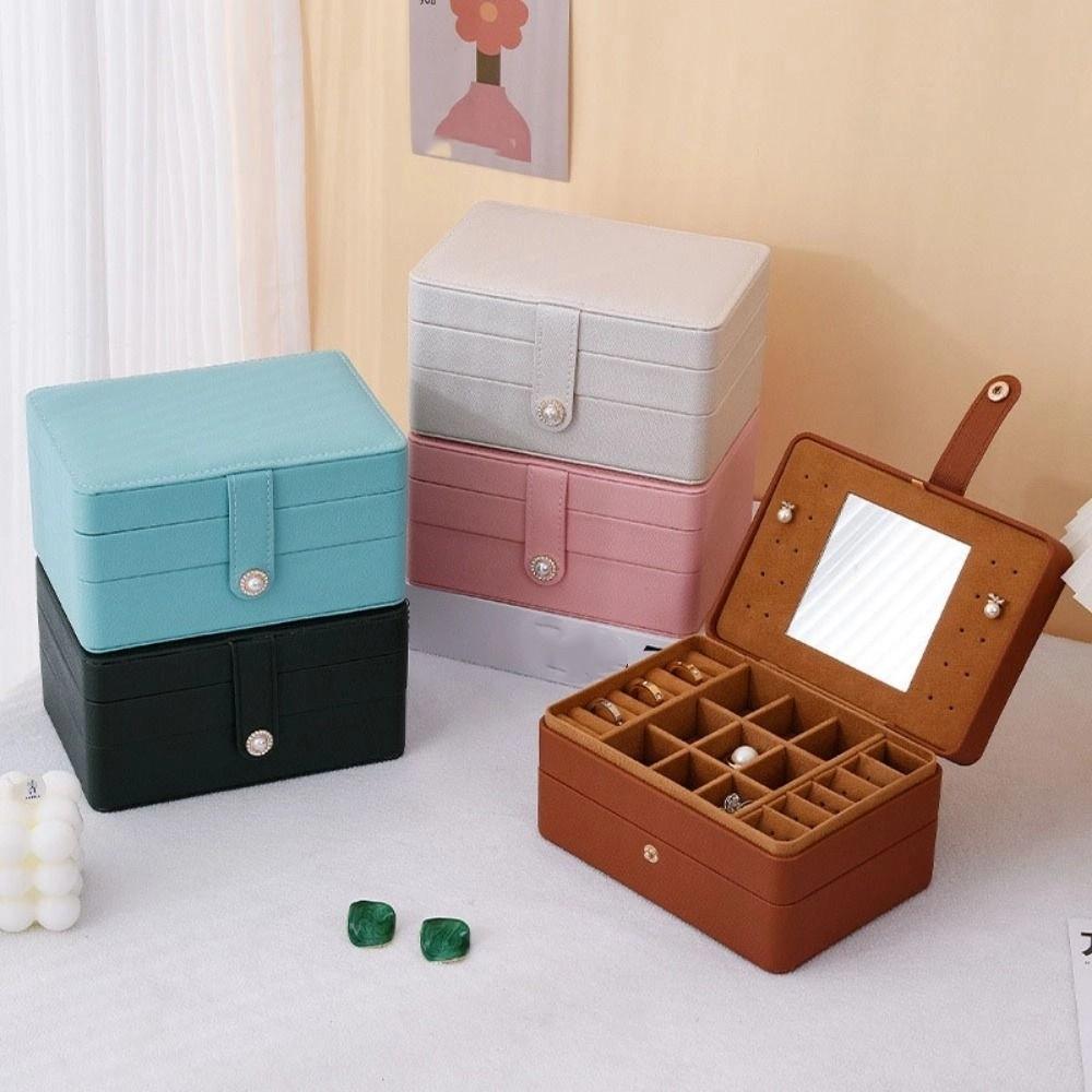Multilayer Jewelry Holder PU Jewelry Storage Case Fashion Square Jewelry Box  Travel