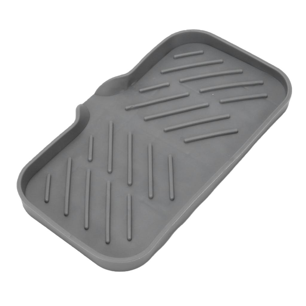 Silicone Bathroom Soap Dish with Drain Spout Raised Lines Soap Sponge Holder Tray Black