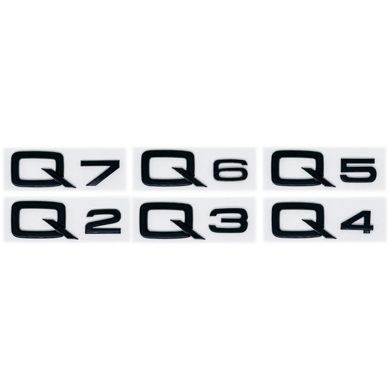 Glanzend Zwart ABS Cijfers Letters Q2 Q3 Q4 Q5 Q6 Q7 Q8 TDI TFSI 2.0T Embleem Voor Audi Q-serie Auto Spatbord Kofferbak Achter Logo Sticker