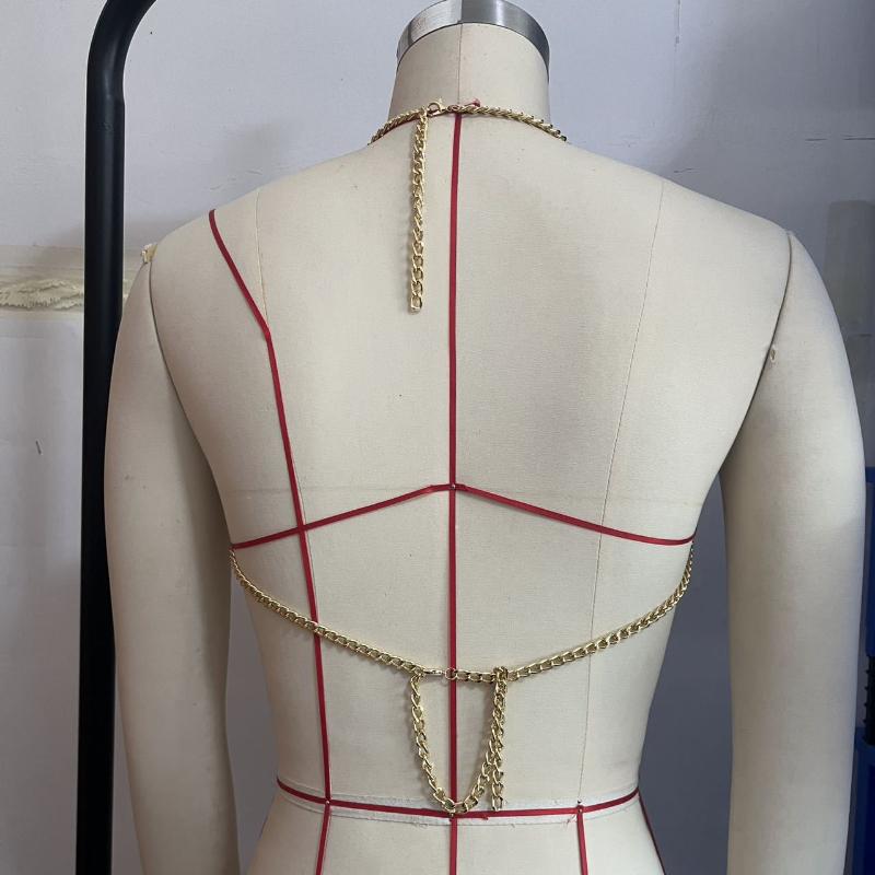 Vest, Multiple Chains, Punk Tassel Chain, Neck Hanging Pearl, Top, Tank Top, Body Chain, Chest Chain, 2025 New Model