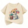 Cute Rabbit Graphic Kids Tshirts Summer Short Sleeve Tees Cartoon Animal Boys Girls Clothes Kawaii Tops Y2K Children T-shirt