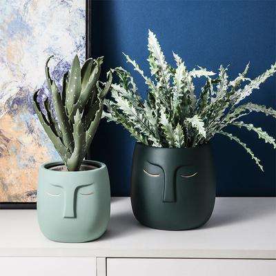 Ceramic Face Head Flower Pot Vase Hydroponic Vase Desktop Ornaments Abstract Character Flower Pot Cactus Plant Potted Home Decor