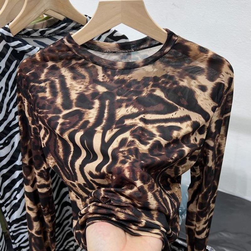 New 2024 Women's Sheer Tie-Dye Mesh Sun Protection Long Sleeve Slim Top