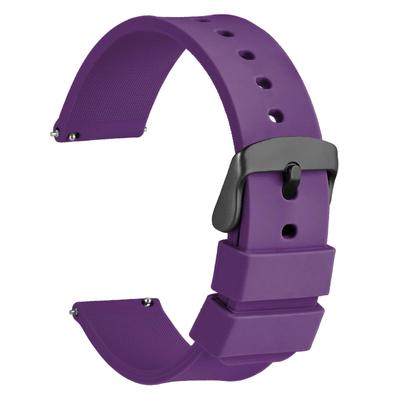 Cinturino in gomma silicone 19mm impermeabile orologio cinturino di ricambio cinturino in gomma a sgancio rapido fibbia [WOCCI] viola/nero
