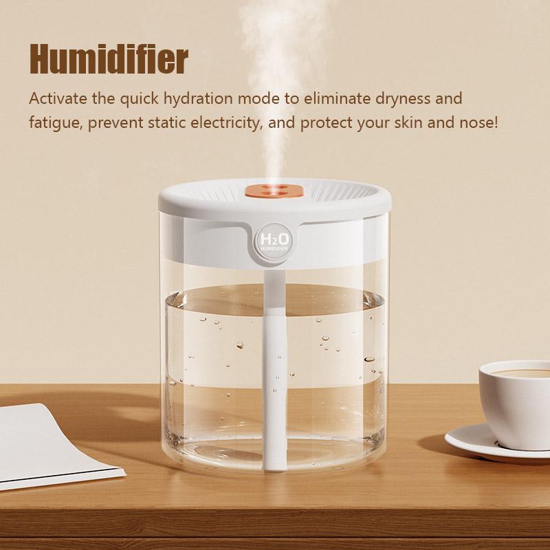 New 2L Double Nozzle Air Humidifier with Warm Night Light Large Capacity Aroma Essential Oil Diffuser for Bedroom Office