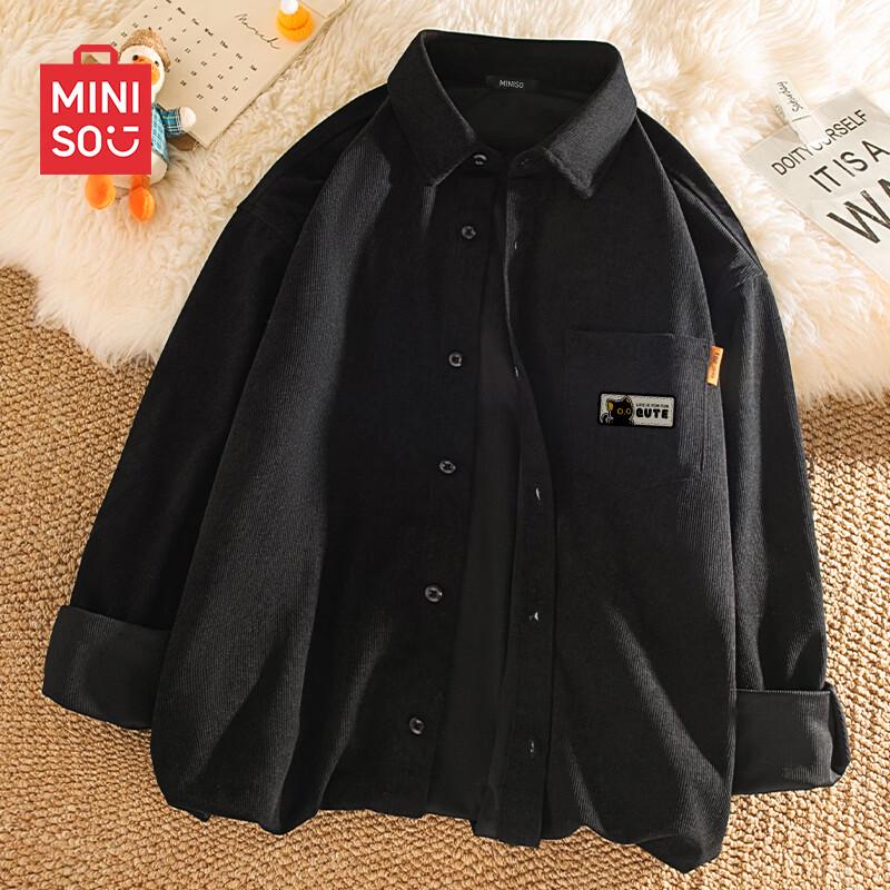 MINISO Men's Corduroy Long-Sleeve Button-Up Shirt