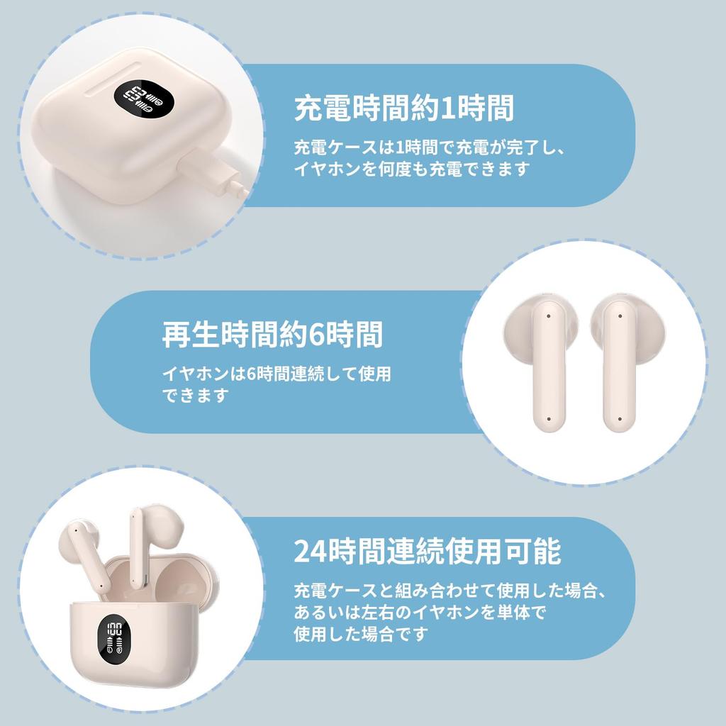 New for 2026 Bluetooth 6.0 Wireless Earphones [Automatic Pairing & Battery Level Display]. In-ear type, lightweight, IPX6 waterproof. Smart touch,