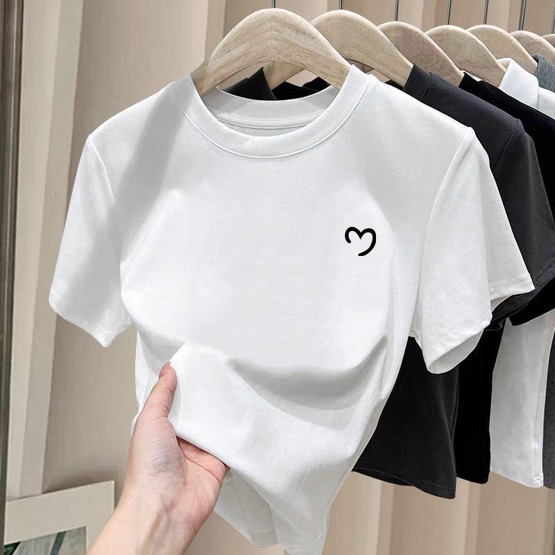 Women's Coffee Short-Sleeve Brushed Cotton T-Shirt - Versatile Simple Fashion for Spring, Summer, Autumn 2026