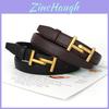 Womens Pu Leather Belt With Smooth Buckle And Letter Embellishments For Casual And Office Wear