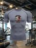 Men's White Brazilian Jiu-Jitsu Compression T-Shirt "BJJ" Bulldog Print Quick Dry Gym Workout Top