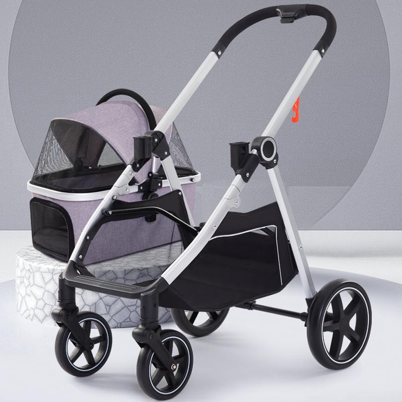 Hot New Design Easy Fold Portable Removable Basket Pet Dog Stroller  for Dog Cat Travel Pet Trolley Carrier