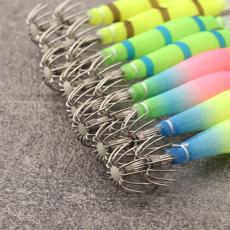 2pcs Blowpipe Hook Squid Jig Luminous Uv Glow In The Dark Hard Turlutte Lure For Fishing Squid Octopus Cuttlefish Artificial Bai