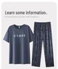 Men's Modal Cotton Pajama Set: Cooling Summer Short Sleeve Top & Long Pants, Luxurious Outdoor-Ready Comfort.