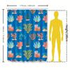 Colorful Coral Reef Shower Curtain Waterproof Bath Mat Bathroom Decor Home Supplies 245X180cm (Blue)