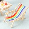 Mini-Strandstuhl, Puppenhaus-Dekoration, realistischer faltbarer Regenbogen-Liegestuhl, Miniatur, simulierter Strandstuhl für 1:12 oder 1:6 Puppenhäuser