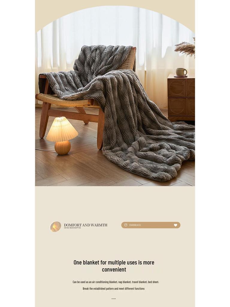Luxury Winter Shu Cotton Velvet and Lamb Wool Blanket