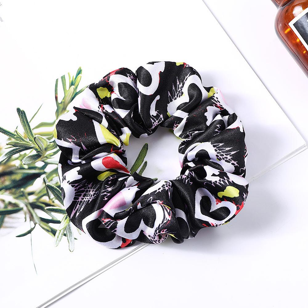 New Satin Printed Flower Floral Scrunchie Women Girls Elastic Hair Rubber Bands Accessories Tie Hair Ring Rope Holder Headdress