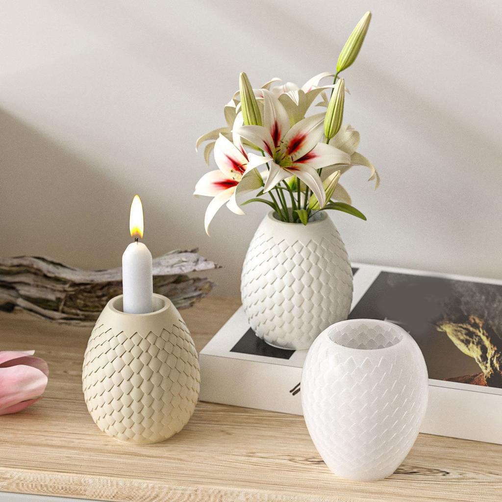 Dragon's Egg/Striped Flower Vase Mould Flexible Silicone Mold for Handmade Desktop Decoration Jewelry Molding Tool