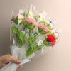 Knitting Flower Rose Bouquet Simulation Flower Home Decoration Wedding Hand-Knitted Crochet Fake Floral for Valentine's Gift