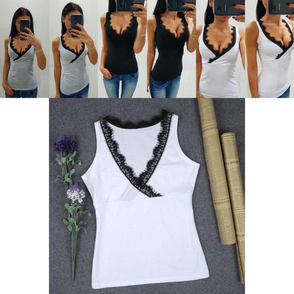 Breathable Sexy Lace Women Vest Tops V-neck Sleeveless Summer Tank Blouse For Everyday Wear