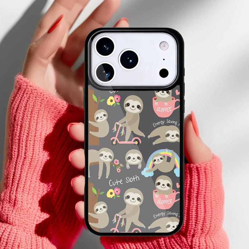 Kawaii Cute Sloth Hang Phone Case for iPhone 17 16 15 14 13 Pro Max Back Cover for 12 11 Pro Coque