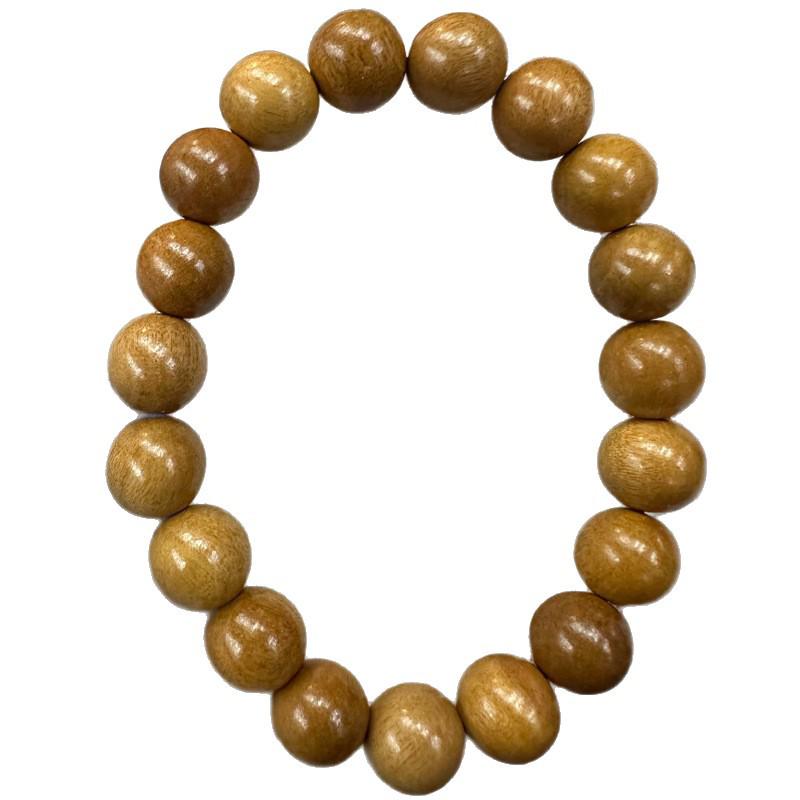 Ethnic Style Peach Wood Bead Bracelet - Single Circle, Unisex Buddhist Rosary 1.5