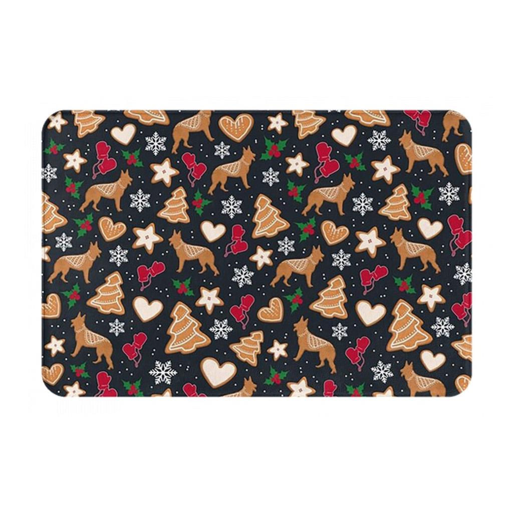 Gingerbread Pups German Shepherd Dog Anti-slip Doormat Floor Mat Washable Carpet Rug for Kitchen Entrance Bedroom Footpad Mats