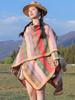 Autumn Winter Preppy Style Scarf Women Layers Poncho Warm Elegant Striped Print Scarve Capa Para Mujer Pashmina Cloak Wrap Shawl