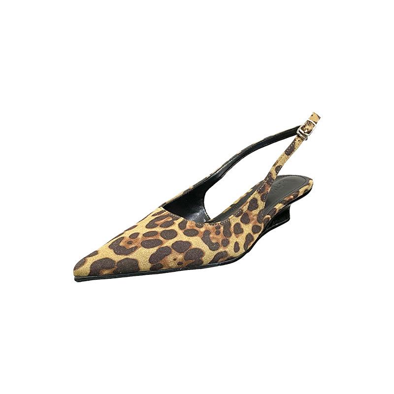 2025 spring new pointed wedge heel short heel European and American fashion bag head women's shoes