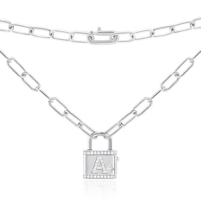 APM Monaco necklace FUN CRAZY LOVE [Romantic Confession] etters A-Z Love Pendant Lock Gift Box for Friends 925 Silver Same Style Couple AC6906OXA