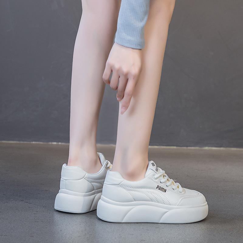 Women's 2024 Spring Magnetic Vibration Massage Shoes - Casual, Thick-Soled, Versatile Sports Shoes In White with Plus Velvet