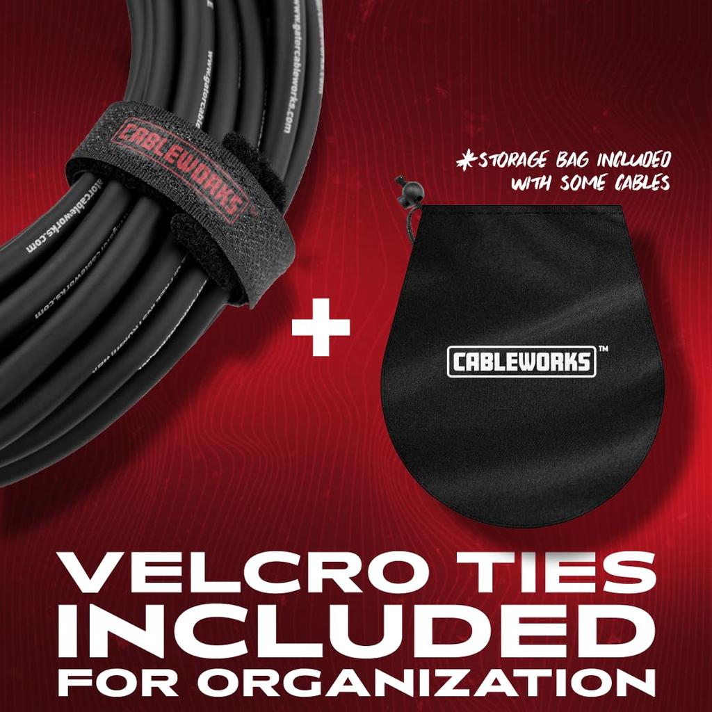 Cableworks by Gator Cases Composer Series Shielded Cable for GuitarBass (30ft SL) GCWC-INS-30RA