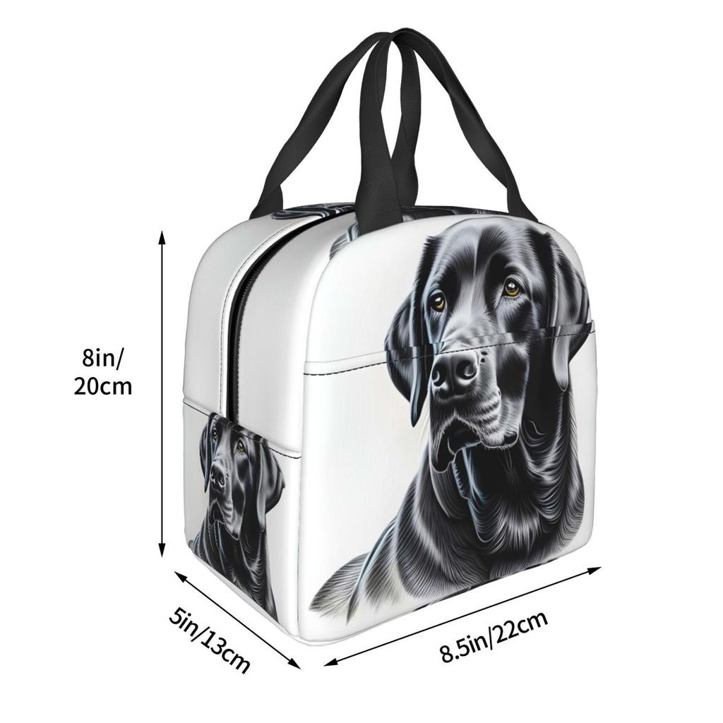 Black Labrador Retriever Insulated Lunch Bag for Women Children Portable Food Boxes Thermal Lunch Box Tote